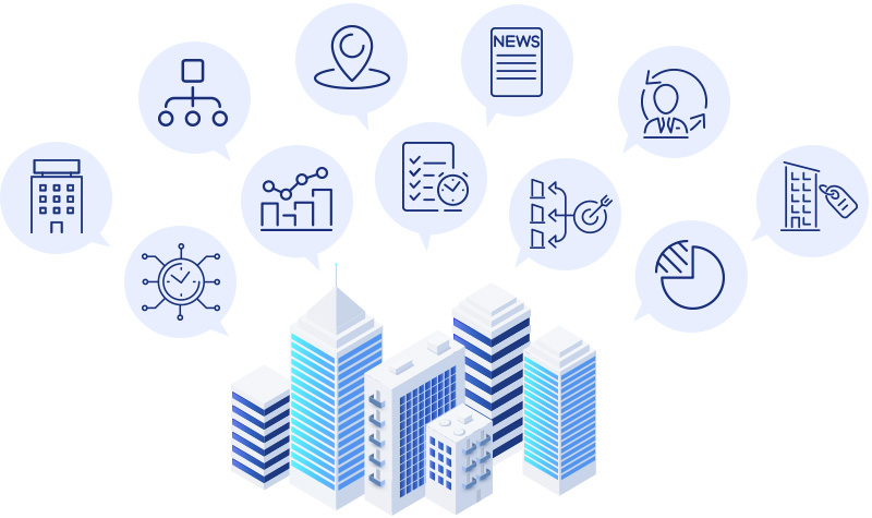 企業のあらゆる情報を集約し、出先でもオフィスでも相手企業の情報収集が可能